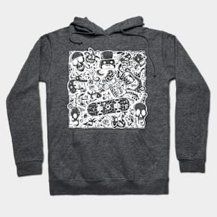 Skateboard Doodle Square Hoodie